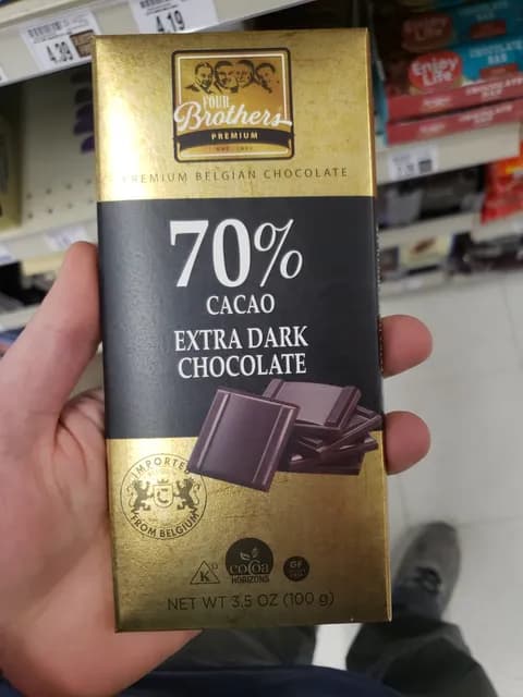 Four Brothers Premium Belgian Chocolate 70% Cacao Extra Dark Chocolate