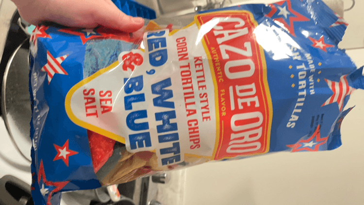 Cazo De Oro Kettle Style Corn Tortilla Chips Red, White & Blue Sea Salt