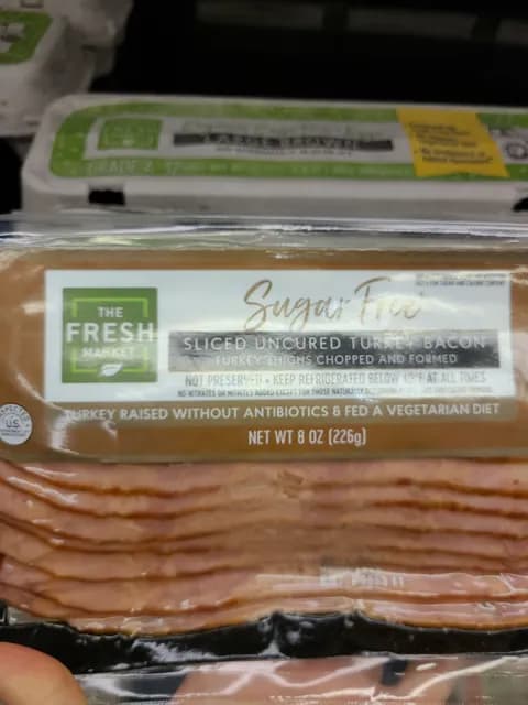 The Fresh Market Sliced Uncured Turkey Bacon, Sugar Free