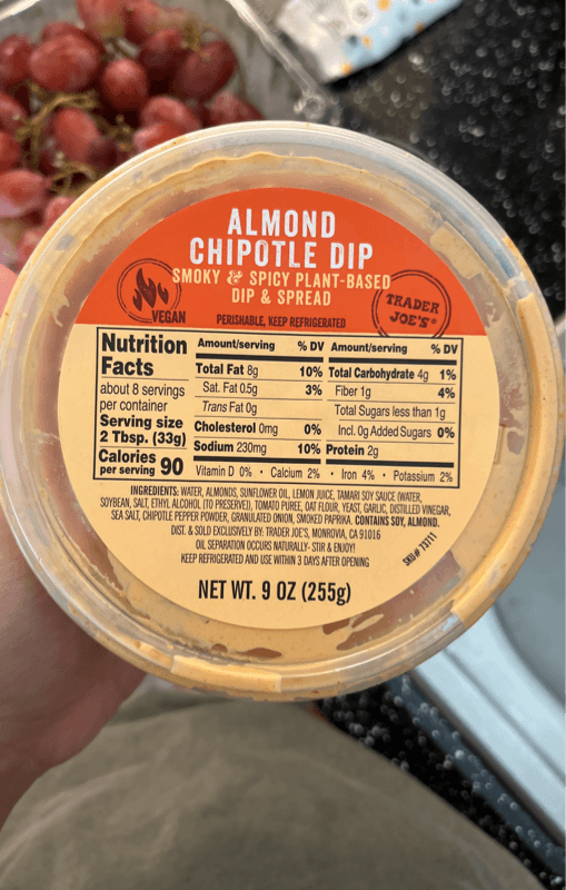 Trader Joe'S Almond Dip Smoky & Spicy Plant-Based Dip & Spread