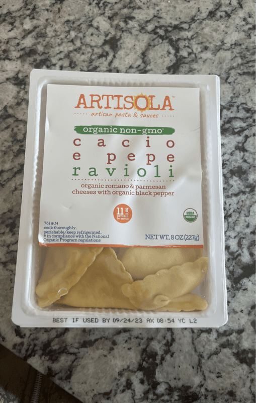 Artisola Artisan Pasta & Sauce Organic Non-Gmo Cacio E Pepe Ravioli