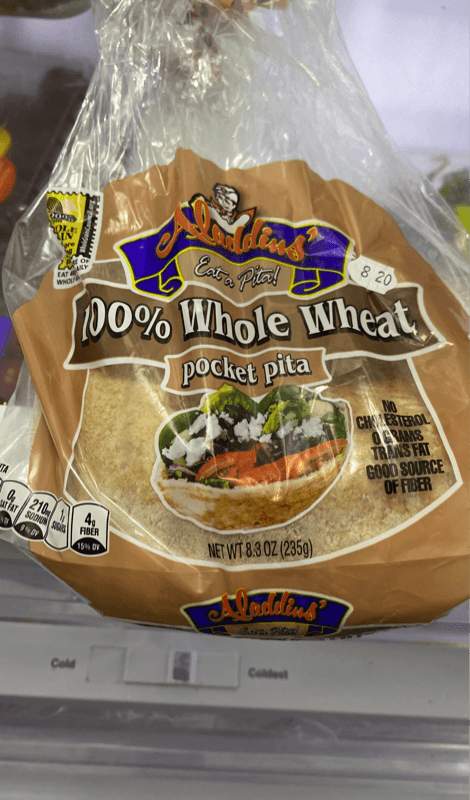 Aladdin'S 100% Whole Wheat Pocket Pita