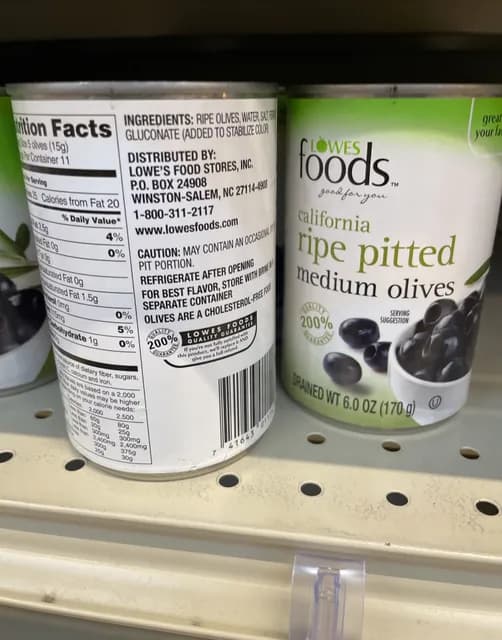Lowes Foods California Ripe Pitted Medium Olives