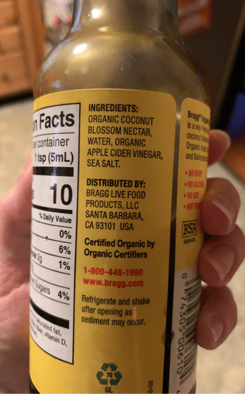 Is it Added Salt Free? Bragg Live Food Products Organic Coconut Liquid Aminos