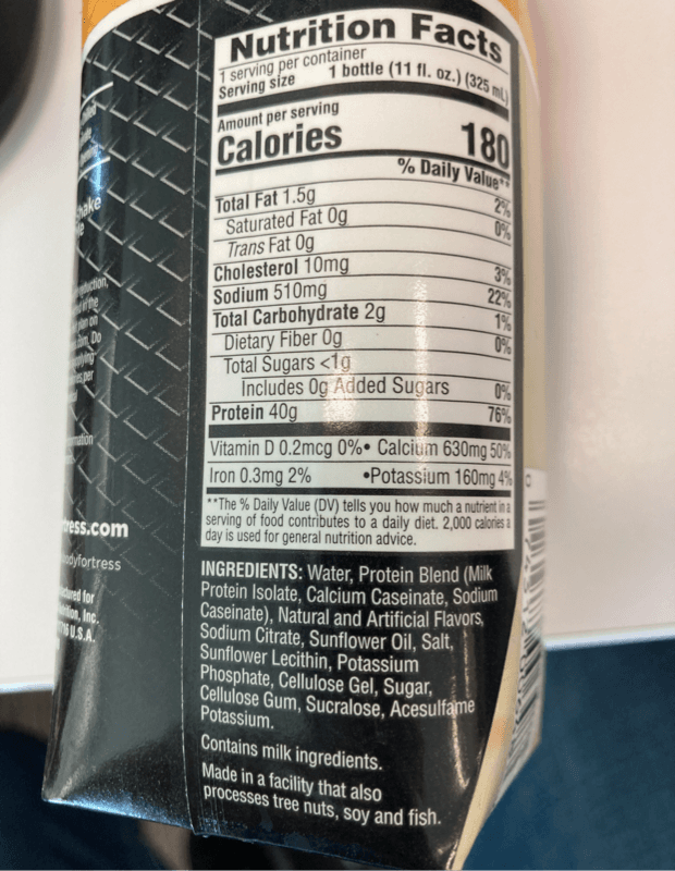 Body Fortress High Protein Shake Vanilla