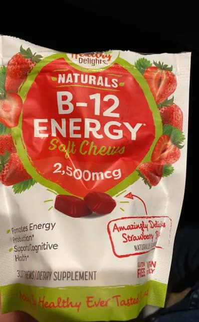 Healthy Delights Naturals B-12 Energy Soft Chews 2,500Mcg Strawberry Burst