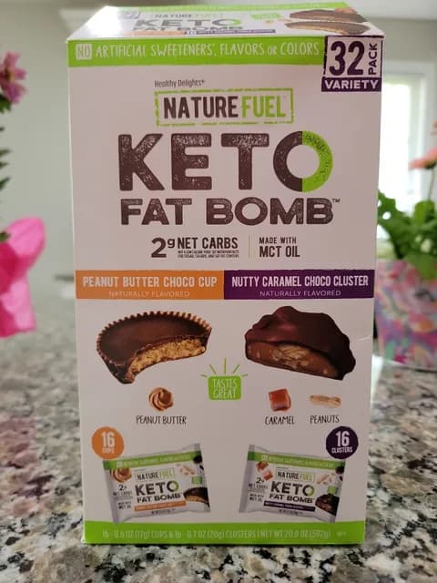 Healthy Delights Nature Fuel Peanut Butter Choco Cup & Nutty Caramel Choco Cluster Keto Fat Bomb 32 Variety