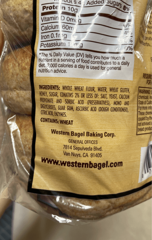 Western Bagel 100% Whole Wheat Bagels