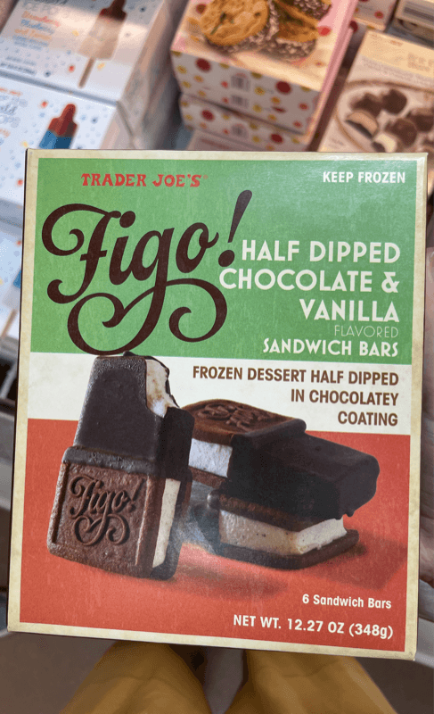 Trader Joe'S Figo! Half Dipped Chocolate & Vanilla Flavored Sandwich Bars
