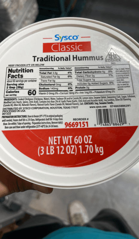 Sysco Classic Traditional Hummus