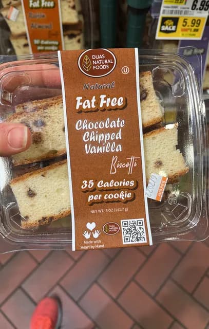 Dijas Natural Foods Fat Free Chocolate Chipped Vanilla Biscotti