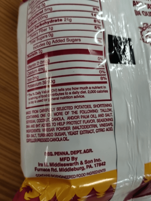 Middleswarth Sea Salt & Vinegar Flavored Potato Chips