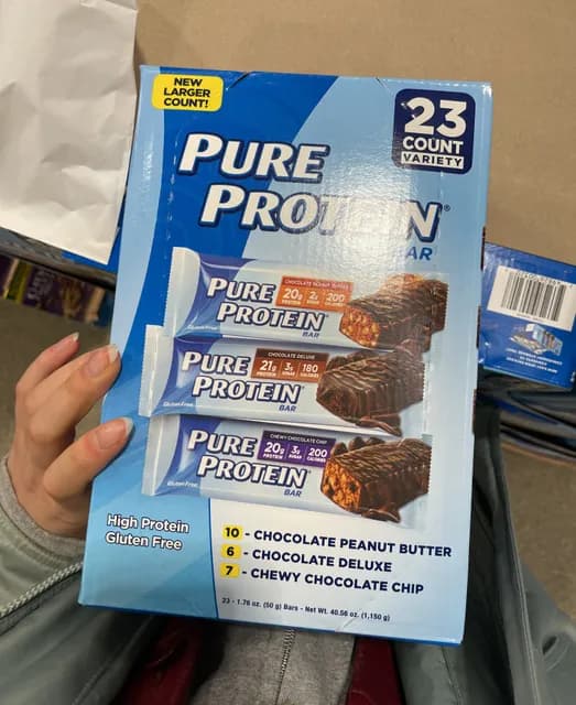 Pure Protein Bar, Chocolate Peanut Butter, Chocolate Deluxe, And Chewy Chocolate Chip Flavors