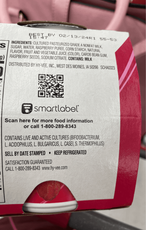 Hyvee Greek Raspberry Strained Nonfat Yogurt