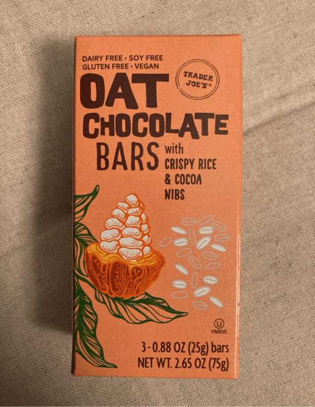 Trader Joe'S Gluten Free Oat Chocolate Bars With Crispy Rice & Cocoa Nibs