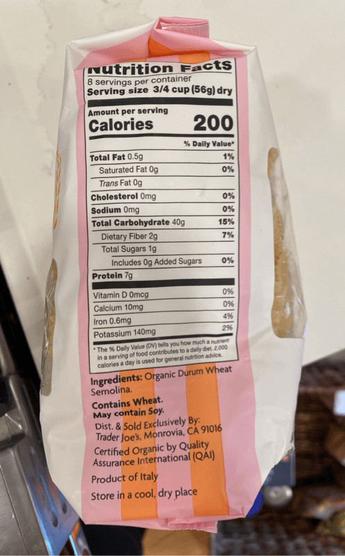 Trader Joe'S Organic Farfalle Rigate Pasta