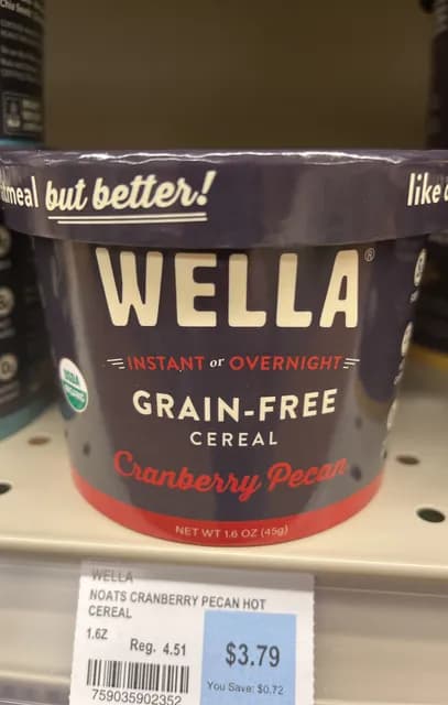 Wella Instant Or Overnight Grain-Free Cereal Cranberry Pecan