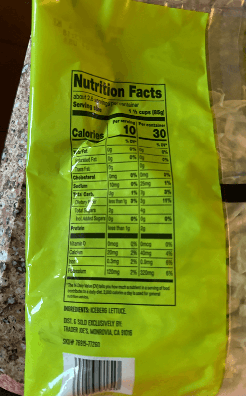 Trader Joe'S Shredded Iceberg Lettuce