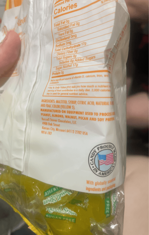 Russell Stover Sugar Free Lemon Hard Candies