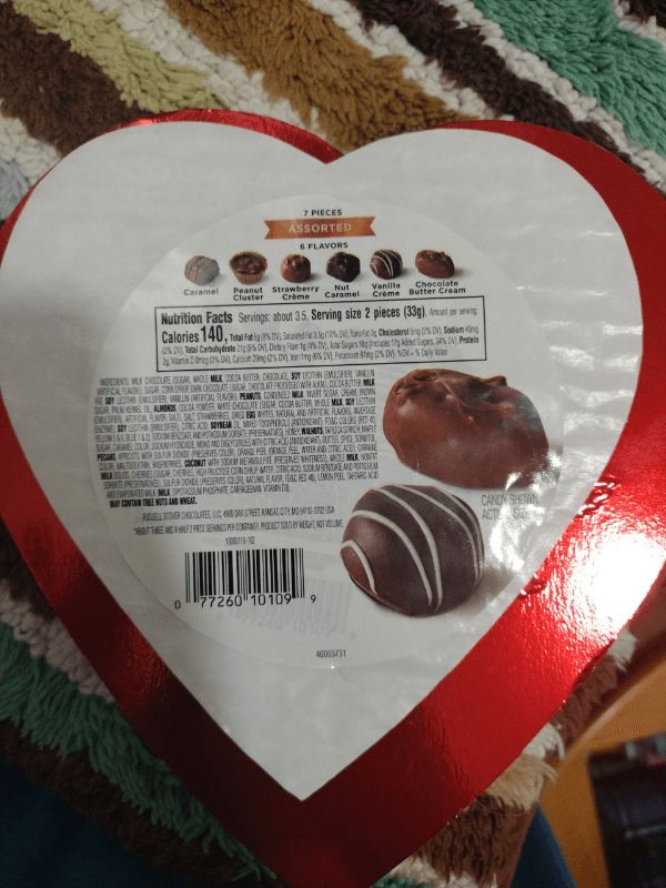 Russell Stover Valentine'S Day Red Foil Heart Box Assorted Milk & Dark Chocolates