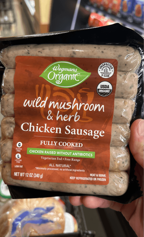 Wegmans Organic Wild Mushroom & Herb Chicken Sausage