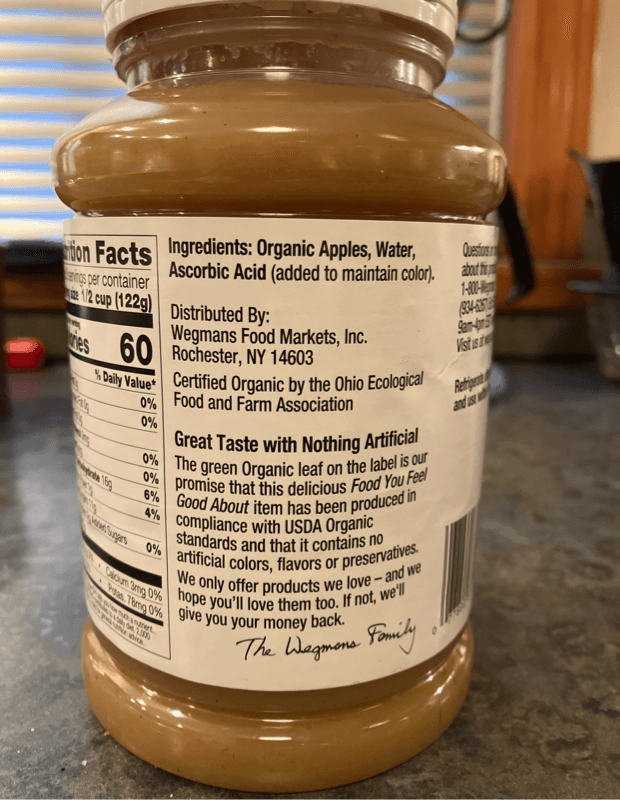 Wegmans Organic Applesauce