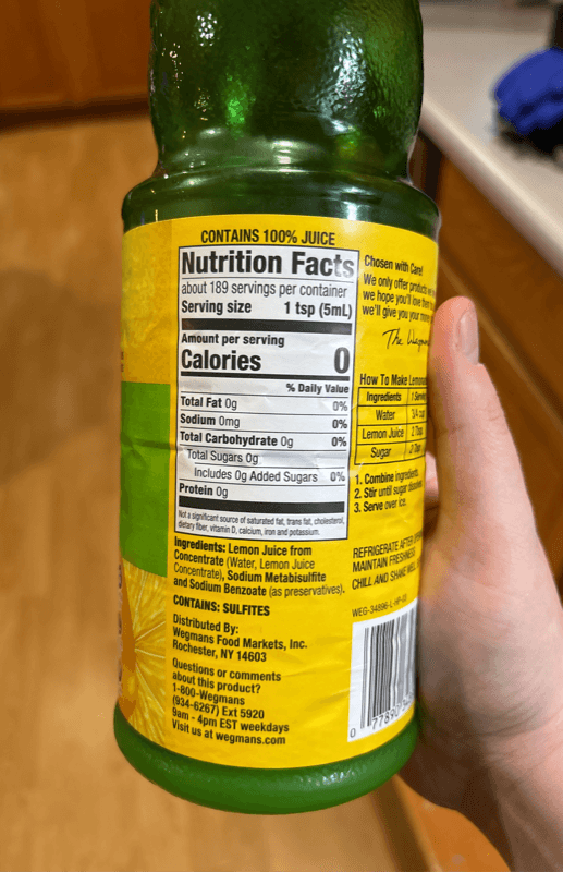 Wegmans 100% Lemon Juice