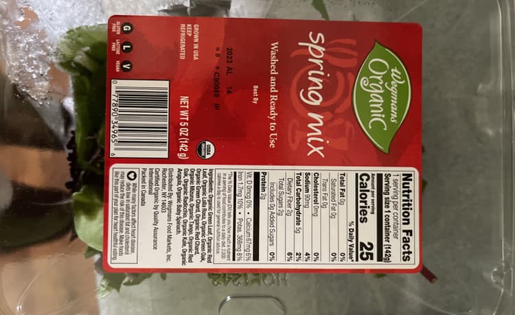 Wegmans Organic Spring Mix