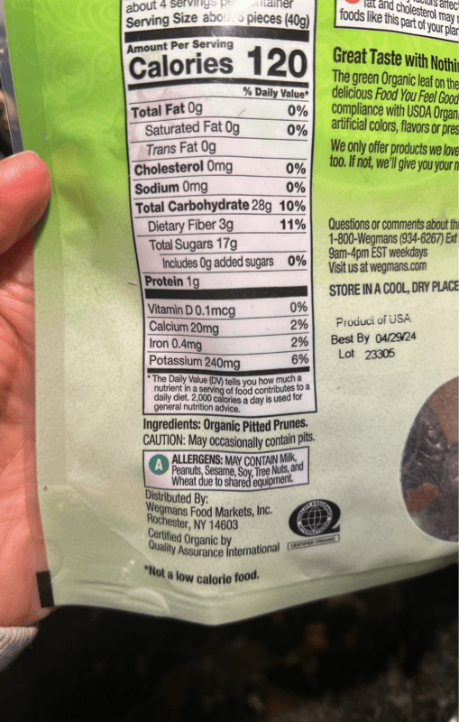 Wegmans Organic Pitted Prunes