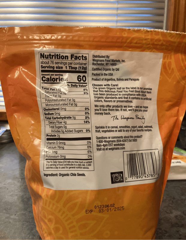 Wegmans Organic Chia Seeds
