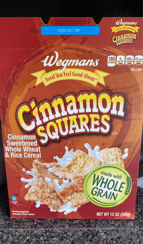 Wegmans Cinnamon Squares Sweetened Whole Wheat & Rice Cereal