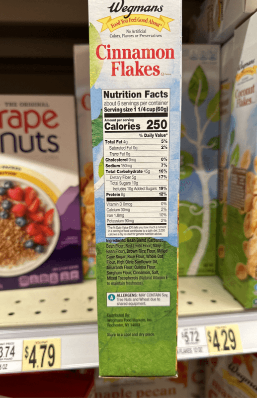 Wegmans Cinnamon Flakes Toasted Cereal