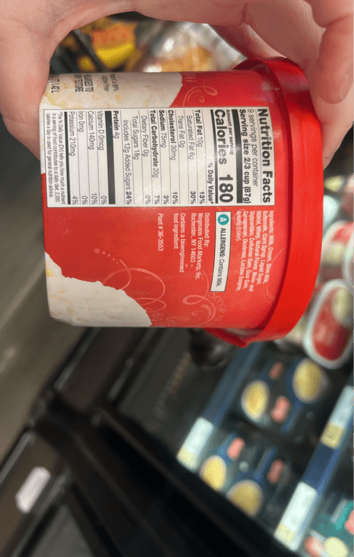 Wegmans Lactose Free Vanilla Ice Cream