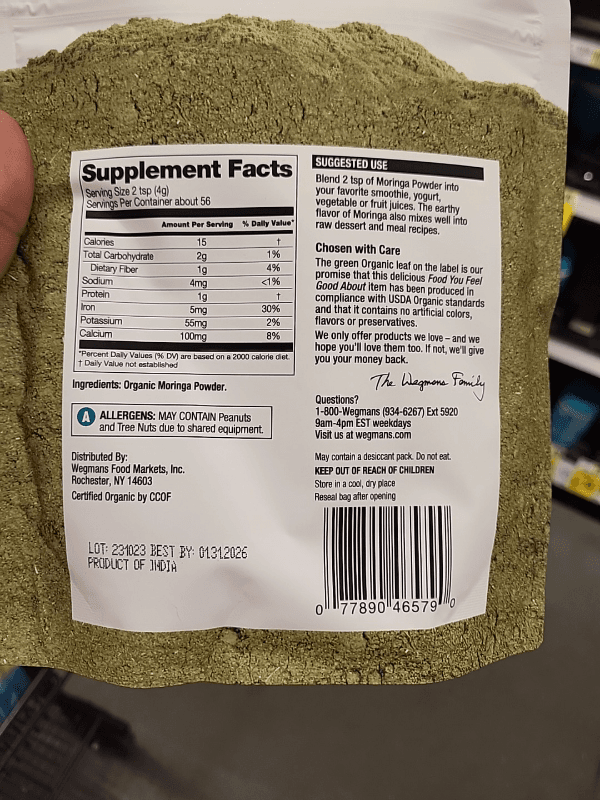 Wegmans Organic Moringa Powder