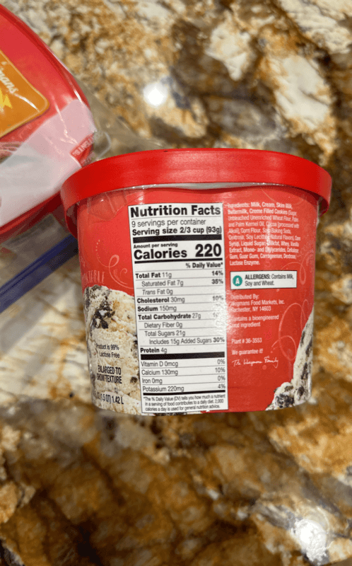 Wegmans Lactose Free Cookies & Cream Ice Cream