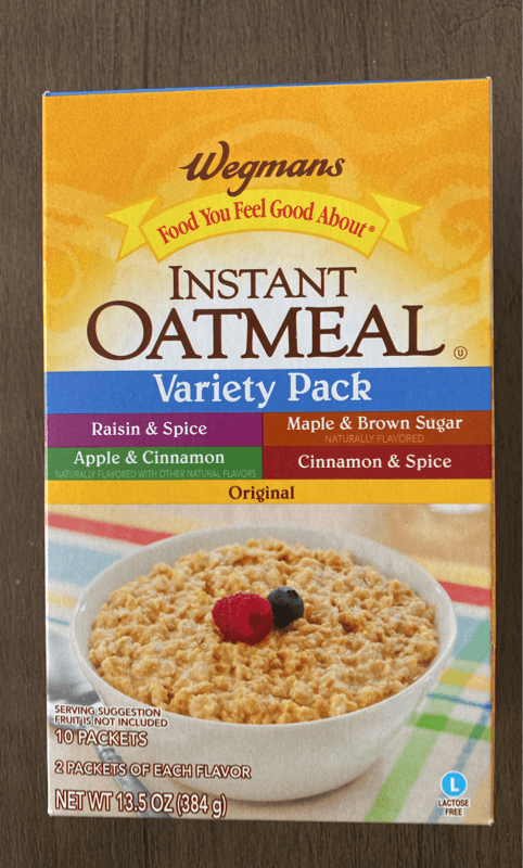 Wegmans Instant Oatmeal Variety Pack: Raisin & Spice, Maple & Brown Sugar, Apple & Cinnamon, Cinnamon & Spice, And Original