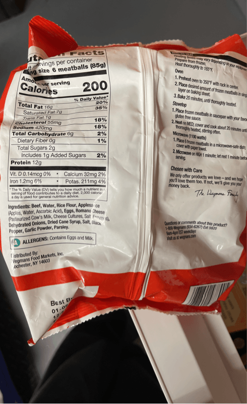 Wegmans Gluten Free Meatballs