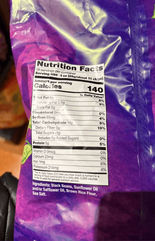 Wegmans Corn Free Black Bean Tortilla Style Chips
