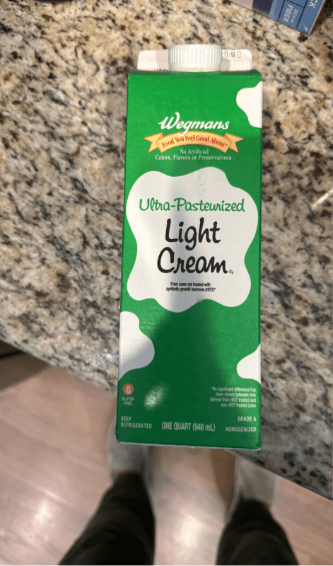 Wegmans Ultra-Pasteurized Light Cream