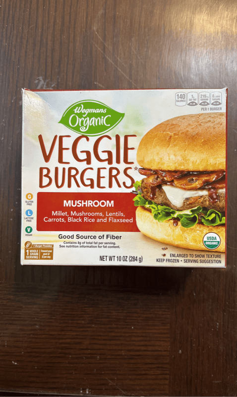 Wegmans Organic Veggie Burgers Mushroom