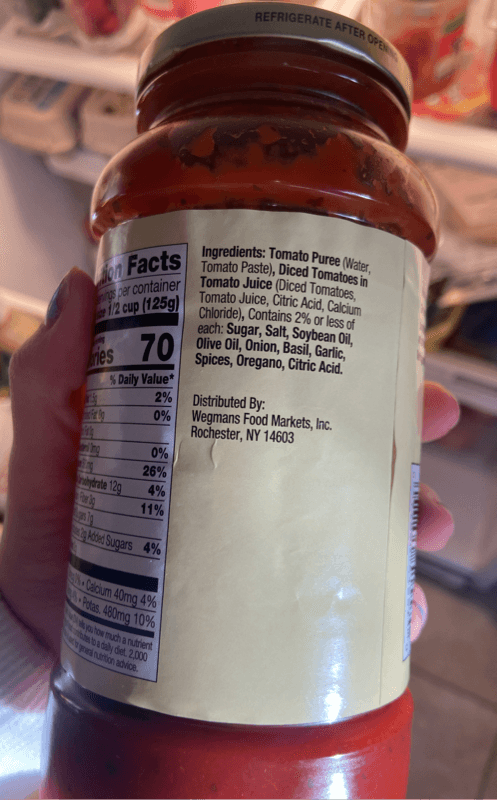 Wegmans Tomato Basil Sauce