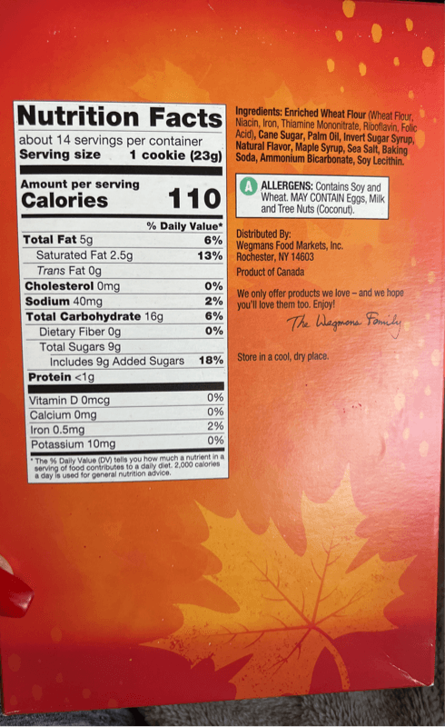 Wegmans Maple Creme Cookies