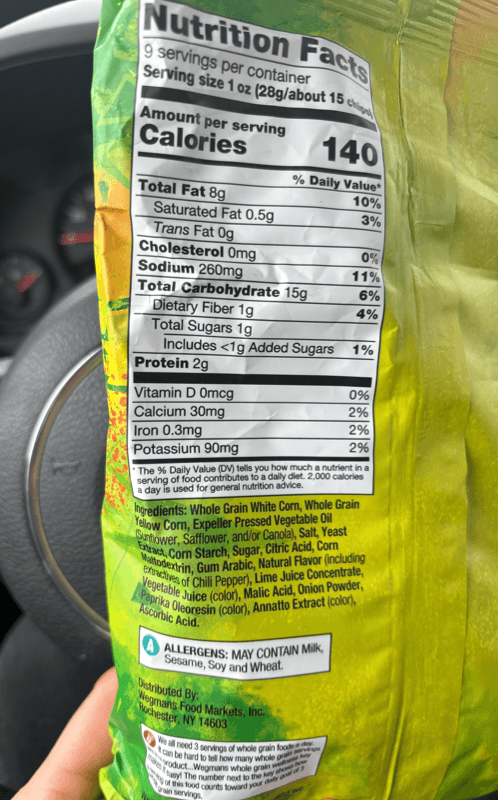 Wegmans Chili Lime Flavored Rolled Tortilla Chips