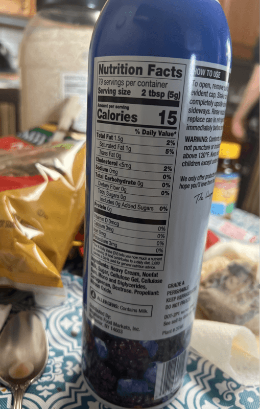 Wegmans Whipped Heavy Cream Pasteurized Sweetened