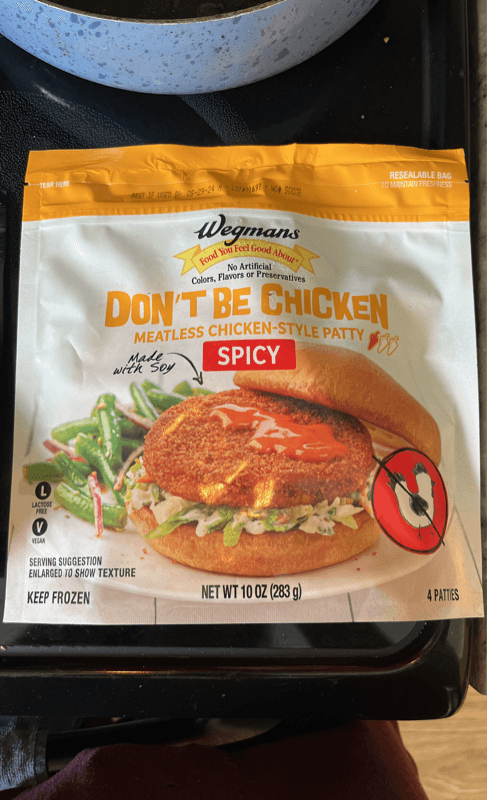 Wegmans Don'T Be Chicken Spicy Meatless Chicken-Style Patty