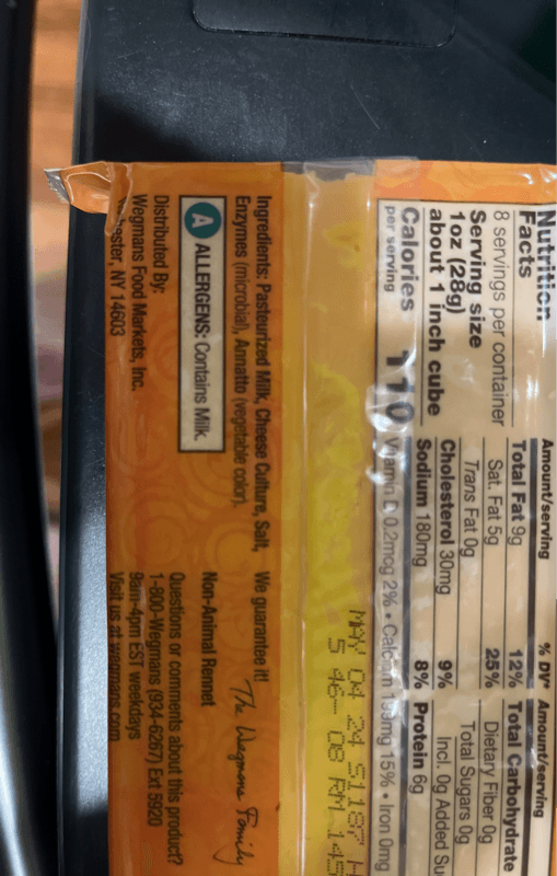 Wegmans Sharp Cheddar Cheese