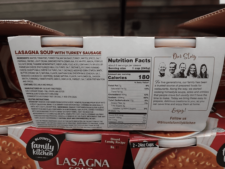Blount'S Family Kitchen Lasagna Soup With Turkey Sausage