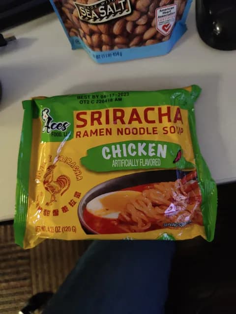 Aces Food Chicken Sriracha Ramen Noodle Soup