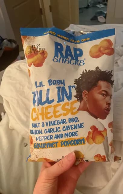 Rap Snacks Lil Baby "All In" Cheese Gourmet Popcorn