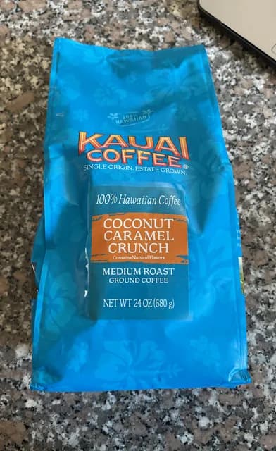 Kauai Coffee 100% Hawaiian Coffee Coconut Caramel Crunch Medium Roast Ground Coffee